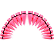 00G to 1 inch 18 Piece Bright Pink Acrylic Ear Stretching Taper Kit Set