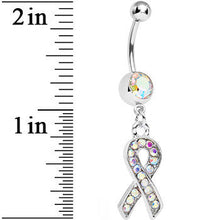 Aurora Gem Fashionable Awareness Ribbon Dangle Belly Ring