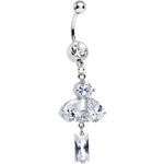 Clear Cubic Zirconia Dazzling Drops of Rain Dangle Belly Ring
