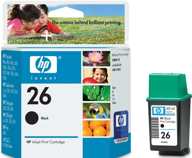 New, Pre-Owned - HP 26 Black New, Pre-Owned - 51626A Ink Cartridge