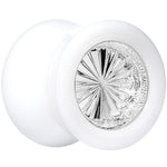 White Acrylic Silver Flashy Tire Rim Saddle Plug 2G to 20mm