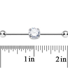 14G Clear CZ Shimmering Circle Industrial Barbell 38mm