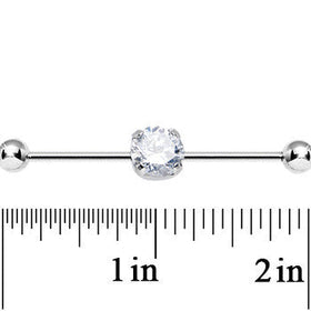 14G Clear CZ Shimmering Circle Industrial Barbell 38mm