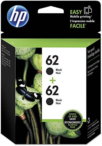New, Pre-Owned - HP 62 (C2P04AN) Black Ink Cartridge- Twin Pack