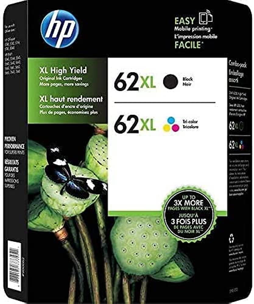 New, Pre-Owned - HP 62XL Black & Tri-Color Ink Cartridge - 2 Pack