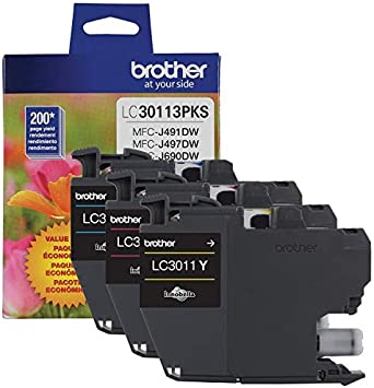 New, Pre-Owned - Brother LC3013XL Cyan, Magenta and Yellow Ink Cartridges