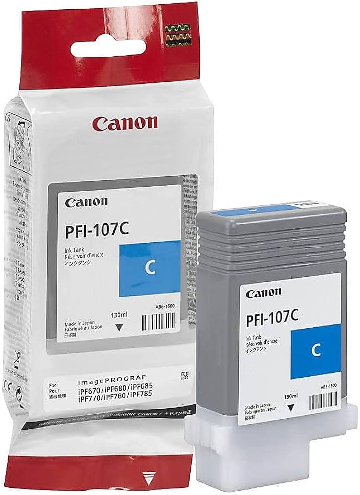 New, Pre-Owned - Canon PFI-107 130mL Cyan Ink Cartridge
