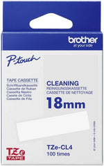 New, Pre-owned, Original Brother Tze-CL4 Cleaning Tape Cassette, Black on White, 18mm (W), 100 x Uses, Genuine Supplies