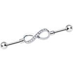 Clear Gem Endless Elegance Infinity Symbol Industrial Barbell 38mm