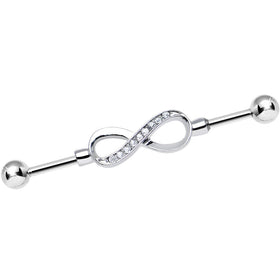 Clear Gem Endless Elegance Infinity Symbol Industrial Barbell 38mm