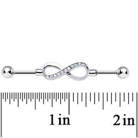 Clear Gem Endless Elegance Infinity Symbol Industrial Barbell 38mm