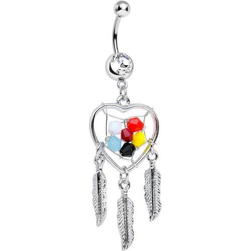 Clear Gem Multicolored Forever Dreaming Dreamcatcher Dangle Belly Ring