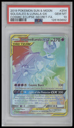 2019 Pokemon S&  Cosmic Eclipse - Secret-Fa Solgaleo & Lunala Gx 10 PSA #254