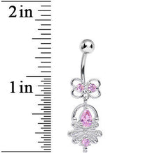 Pink Cubic Zirconia Royal Aura Dangle Belly Ring