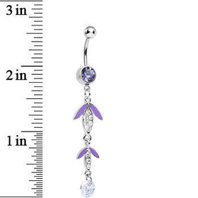 Purple Clear Crystal Teardrops in the Rain Dangle Belly Ring