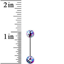 316L Steel White Pink Blue Enamel Metallic Splash Barbell Tongue Ring