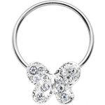 16G 7/16 Clear Gem Soaring Butterfly BCR Captive Ring