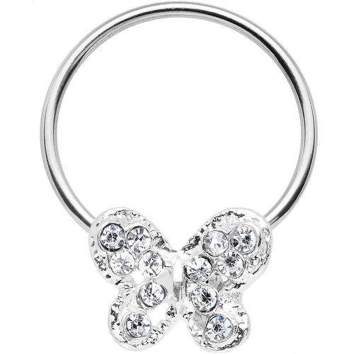 16G 7/16 Clear Gem Soaring Butterfly BCR Captive Ring