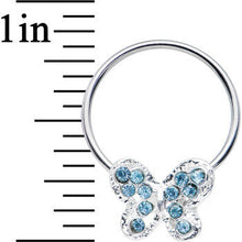 16G 7/16 Aqua Gem Soaring Butterfly BCR Captive Ring