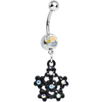Aurora Gem Flowering Dark Winter Snowflake Dangle Belly Ring