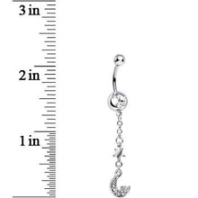 Clear Gem Magic of the Moon and Stars Dangle Belly Ring