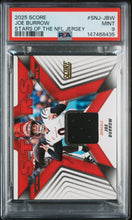 2025 Panini Score Stars Of The Nfl Jerseys Joe Burrow 9 PSA #SNJ-JBW