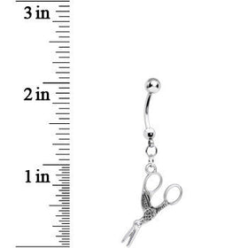 Stainless Steel Optical Illusion Scissor Dangle Belly Ring