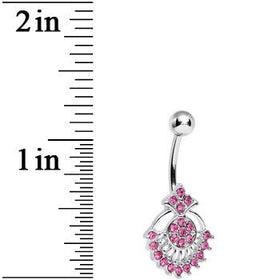 Pink Crystal Sparkling Victoriana Opera Fan Belly Ring