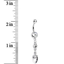 Clear Crystal Almond Frame Star of Love Dangle Belly Ring