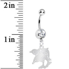 Clear Gem Family of Dolphins Dangle Belly Ring