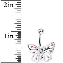 Pink Gem Summer Solstice Hollow Wing Butterfly Belly Ring