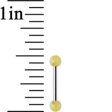 18G Acrylic Eureka Yellow Stripe Straight Barbell Eyebrow Ring