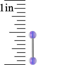 18G Acrylic Plum Purple Stripe Straight Barbell Eyebrow Ring