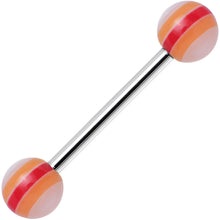14G Acrylic Sunny Tones Striped Straight Barbell Tongue Ring