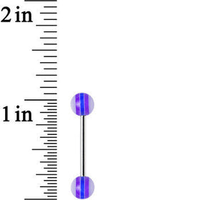 14G Acrylic Purple Deepness Stripe Straight Barbell Tongue Ring