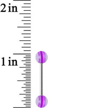 14G Acrylic Hot Pink Romance Stripe Straight Barbell Tongue Ring