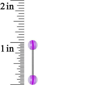 14G Acrylic Hot Pink Romance Stripe Straight Barbell Tongue Ring