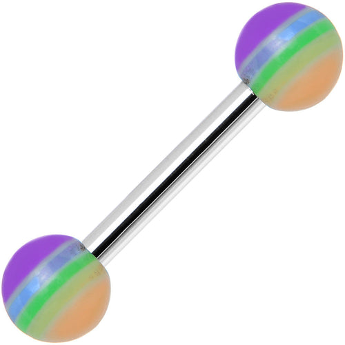 18G Acrylic Faded Rainbow Stripe Straight Barbell Eyebrow Ring