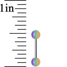 18G Acrylic Faded Rainbow Stripe Straight Barbell Eyebrow Ring