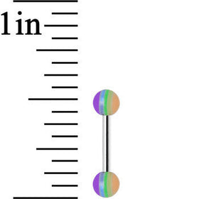 18G Acrylic Faded Rainbow Stripe Straight Barbell Eyebrow Ring