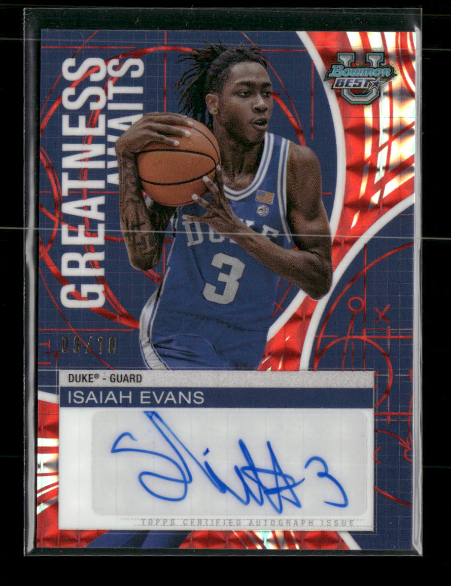 2024-25 Bowman's Best University Autographs Red Geometric Isaiah Evans #/10 Auto