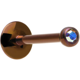 16G 3/8 Aurora Gem Bronze Anodized Titanium Labret Monroe 2.5mm
