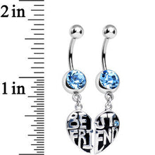 Aqua Gem Best Friend in Harmony Heart Dangle Belly Ring Set
