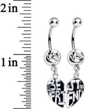Clear Gem Best Friend in Harmony Heart Dangle Belly Ring Set