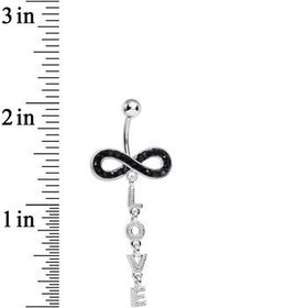Black Cubic Zirconia Love Sparkles to Infinity Dangle Belly Ring