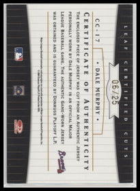 2004 Leaf Certified Check Signature Material Red Dale Murphy #/25 #CC-17
