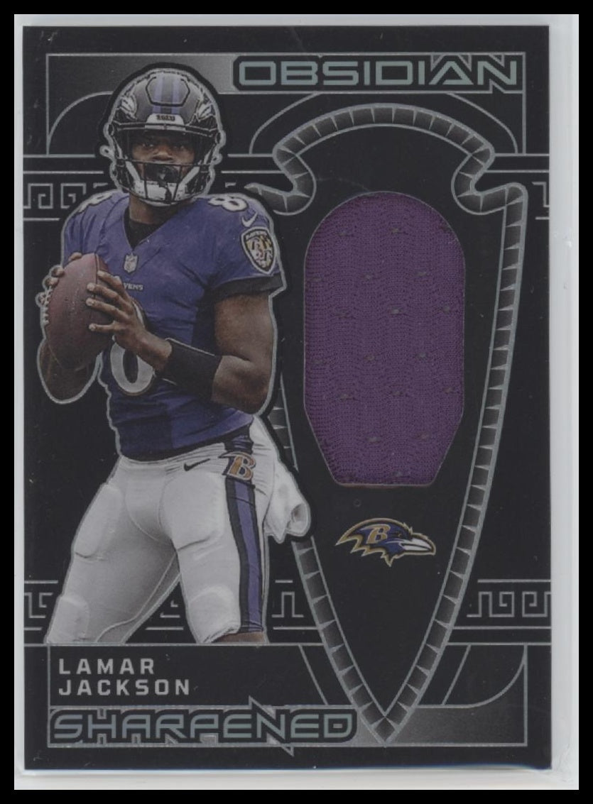 2023 Panini Obsidian Sharpened Swatches Lamar Jackson #/199 #SSW-LJA