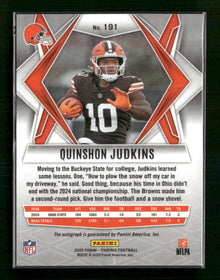 2025 Panini  Rc Auto Silver Pandora Prizm Quinshon Judkins Rookie Auto #191