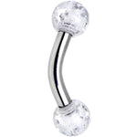 14G 1/4 Acrylic Clear Glitter Cartilage Rook Curved Barbell