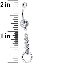 Clear Gem Zig Zag Ribbon Door Knocker Dangle Belly Ring